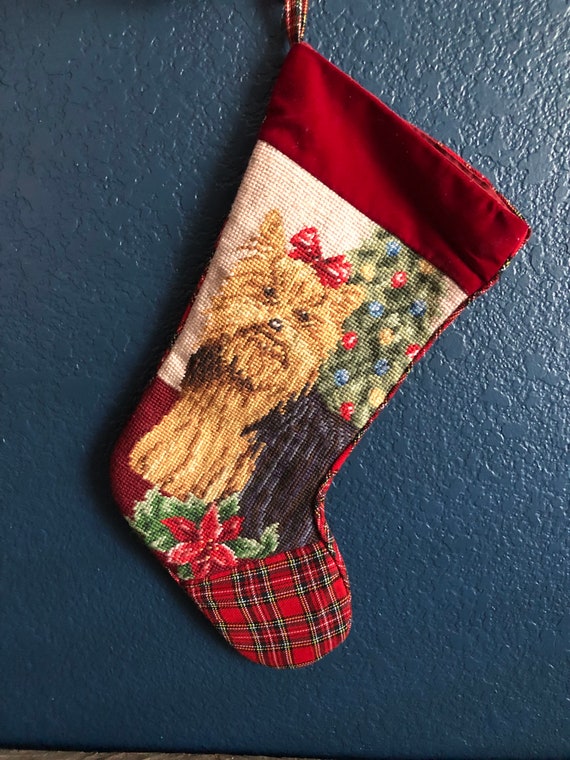 Vintage Yorkshire Terrier Christmas Stocking, Yorkie Dog Stocking, 123 Creations, Inc.