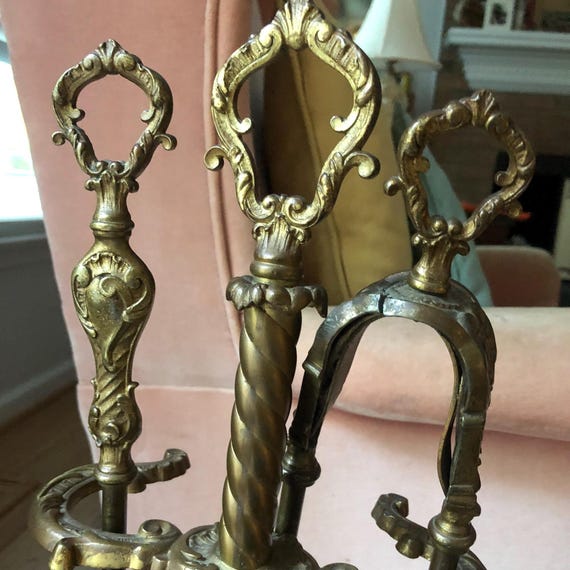French Antique Decor French Fireplace Brass Tools Fireplace Tools Fire Shovel  Antique Fireplace Tools Acanthus French Louis XV Style
