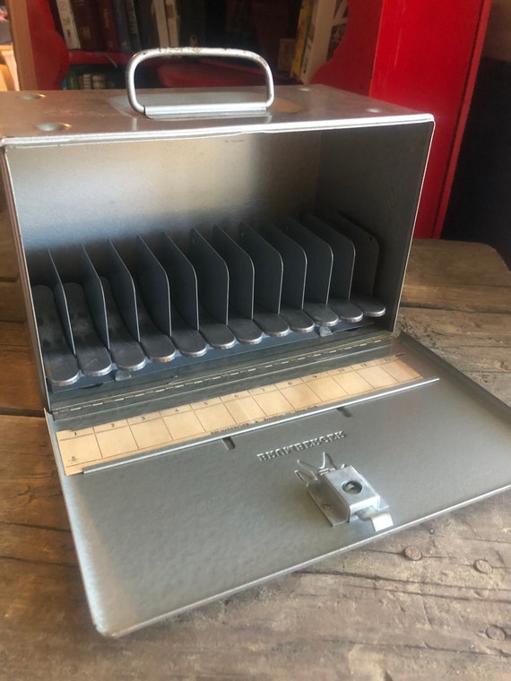 Film Reel Case Brumberger Metal  5" Film Reel Case Industrial Decor Brooklyn Steel Box Film Reel Can Metal Box Industrial Age Portable Case