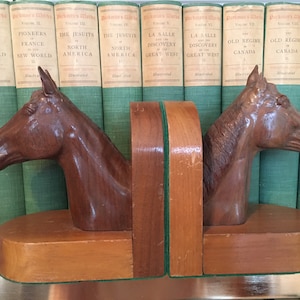 Mid Century 6” Wooden Equestrian Bookends - Hand Carved Pair, Horse Head, Beautiful, Horse Decor, Bibliophile, Books, Office, Elegant