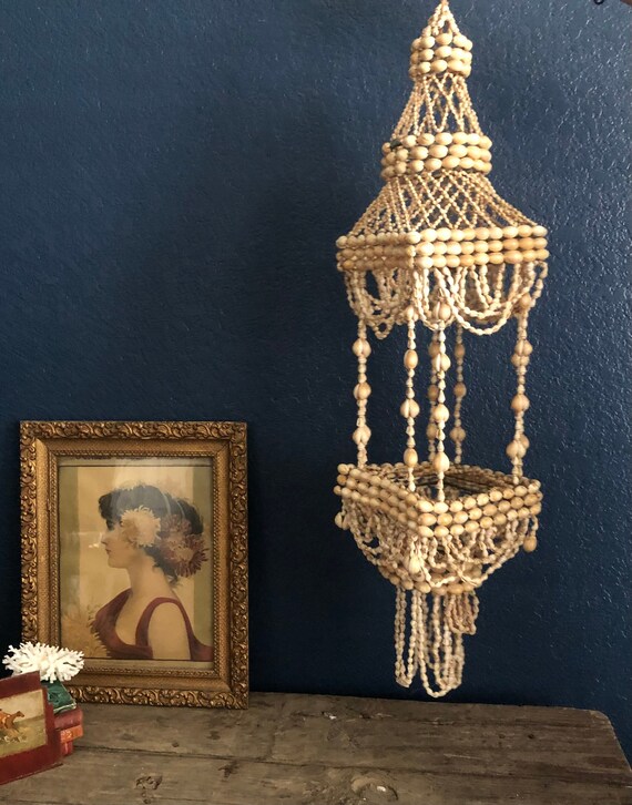 Sea Shell Decorative Chandelier, Hanging Seashell Macrame Plant Holder - Boho, Bohemian, Pendant, Beach House, Eclectic, Nautical