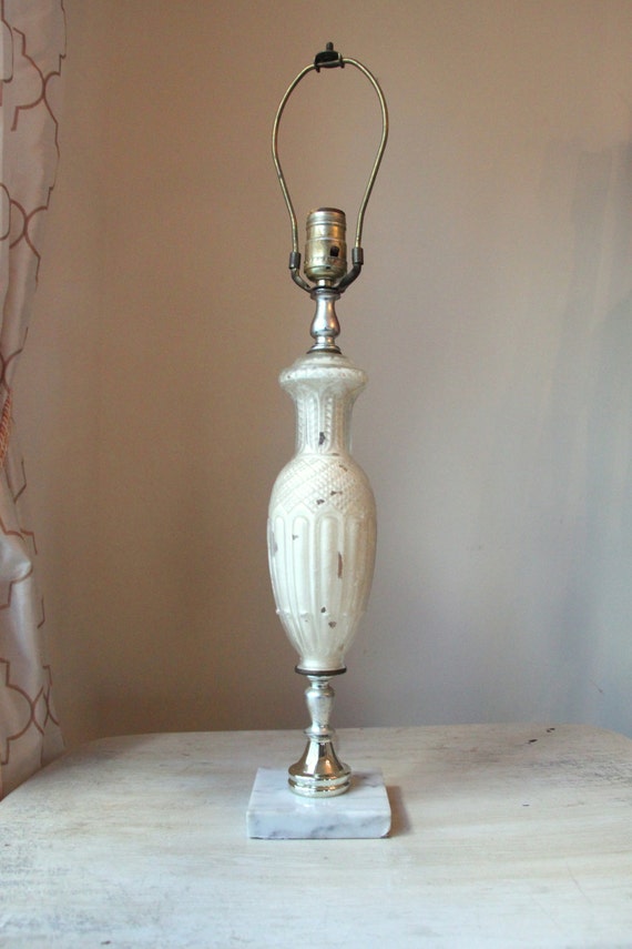 Beautiful Mid Century Glass Lamp Painted from Inside Urn Shape Marble Base Painted Glass Lamp Underwriters Laboratories WTH1645