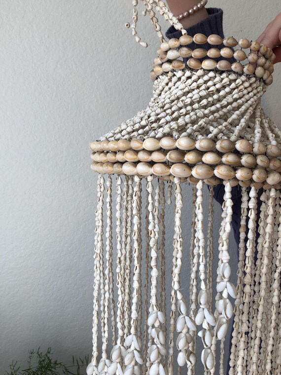 Sea Shell Chandelier  Boho Bohemian Hippie Pendant Living Room Beach House Eclectic Retro Nautical 1970s Seventies