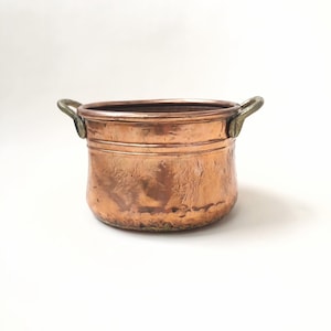 Copper Pot with Handles Vintage Copper Vessel Hammered Copper French Pot Kitchen Copper Decor Cooking Art Dovetail Copper Made in Turkey Art