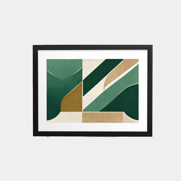Green Modern, Wall Art, Digital Download, Frame TV Art, Abstract, Geometric, Minimal Art, Modern Print, Nature Tones, Art Deco Inspired