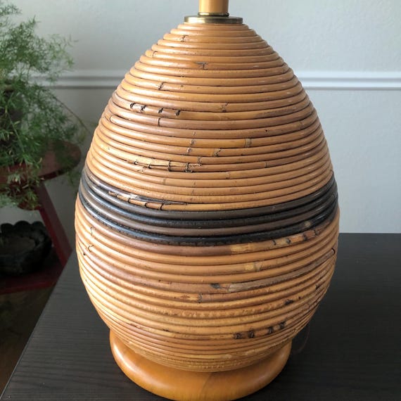 Bamboo Lamp Boho Bohemian Lighting Accent Lamp Bamboo Lighting Wood Lamp 1960s Midcentury Lamp Gabriella Crespi Pencil Reed Beehive Lamp