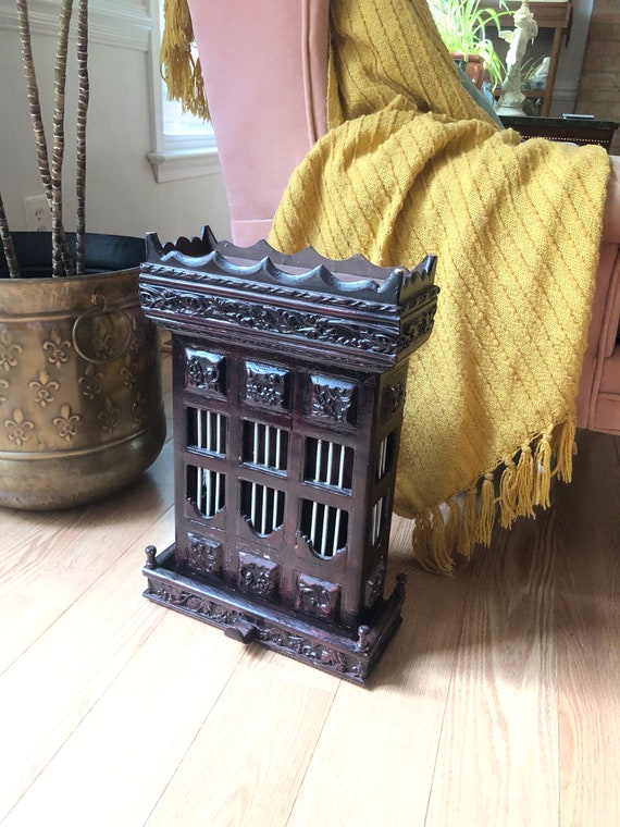 Vintage Carved and Lacquered Miniature House Altar or Sprit House - Bars, Unusual, Unique, One of a Kind, Chinese, Thai, Buddhist