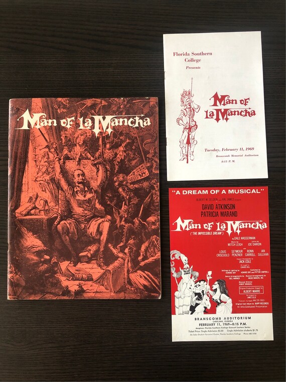 Autographed Book Signed Program Man of La Mancha Program Don Quixote Art Signed Play Program Advertising Poster Patricia Marand Vintage Play