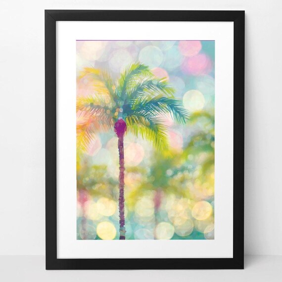 Miami! Wall Art Digitial Download Frame TV Art Tropical Art Palm Trees Bokeh Light Vibrant Wall Art Warm Palette FeelGood Art