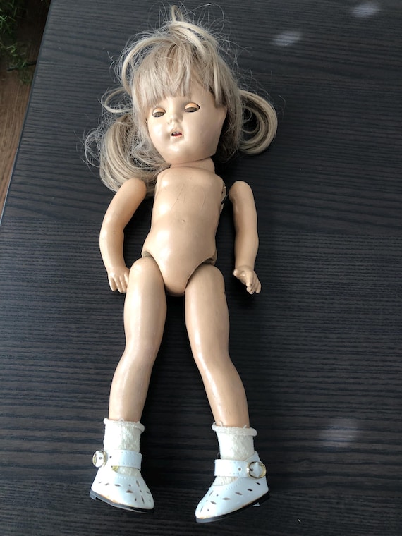 Antique Composition Doll Parts Vintage 19301940’s @ 13” Doll Makers Mark Circle With A Cross 13 on Torso Parts Condition