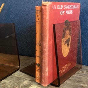 Vintage Amber Color Lucite Bookends Acrylic Bookends Modern Decor See Through Bookends