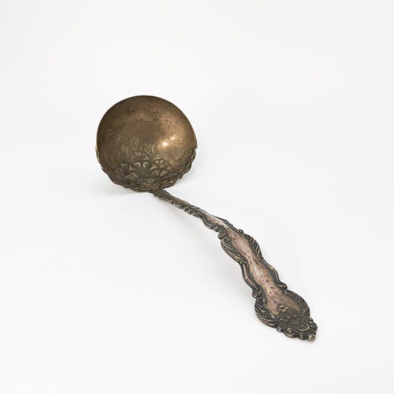 Silver Plate Spoon Repousse Punch Bowl Ladle Spoon Holmes and Edwards XIV Late 19th Century Dinner Party Serving Spoon