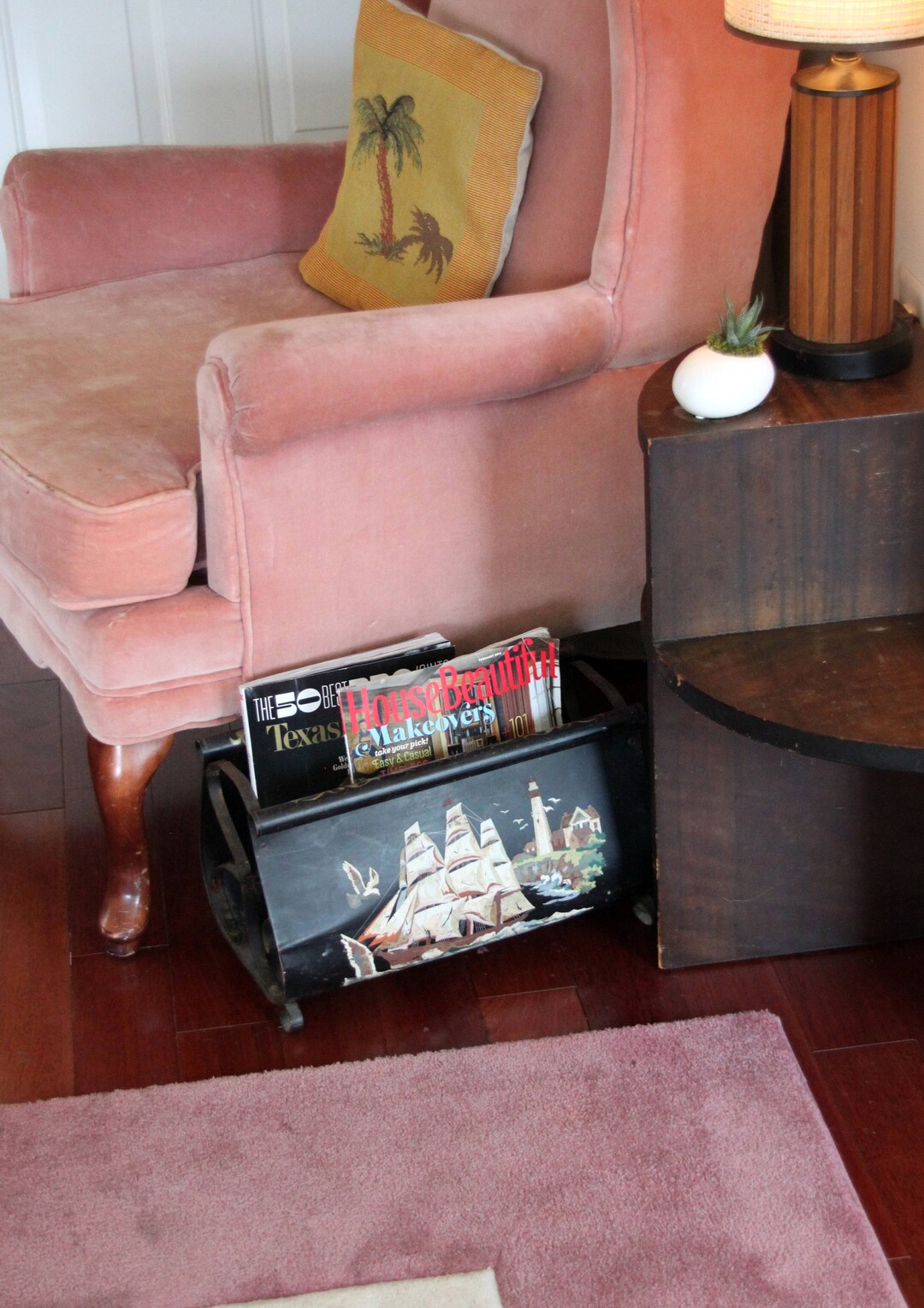Vintage Metal Magazine Rack, Hand Painted Ship, Paint by Number Metal ...