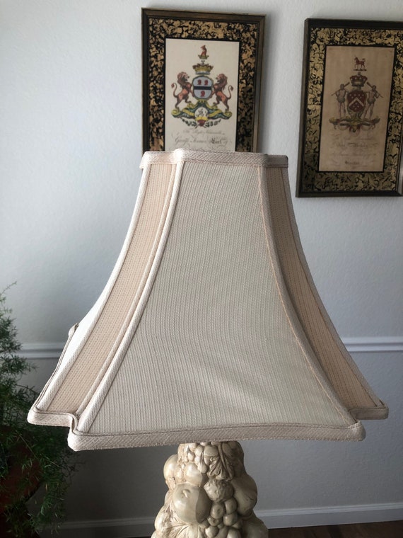 Vintage Designer Square Bell  Lamp Shade with Inverted Corners, Beige, Elegant,  Stylish, Lampshade, Lighting Shade