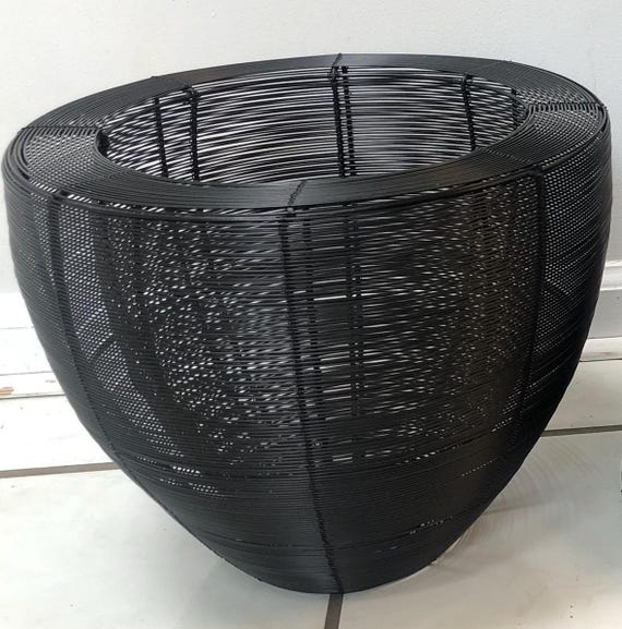 Black Planter Vase Set Wire Basket Vases Designer Luxury Vases Postmodern Decor Vases Indoor Vase Patio Black Sculpture Vase Set of Three