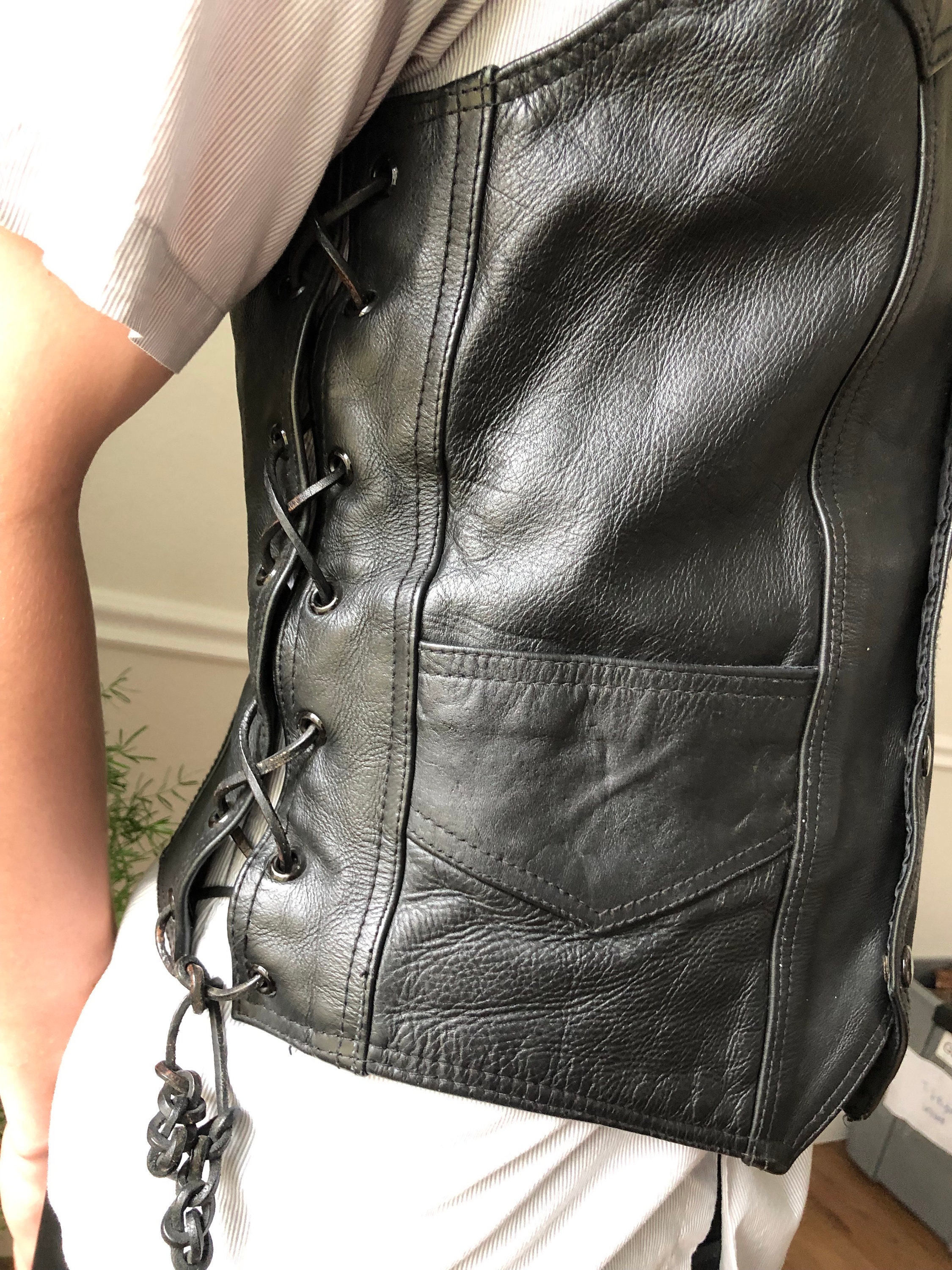 Motorcycle Vest Small Vintage World Wide PLG Putnam Leather