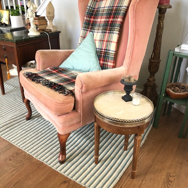 Marble Top LOUIS XVl Style Side Table with Brass Ring, French Designed Table, Guest Room Side Table