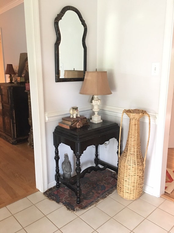 Fabulous Bohemian Wicker Urn Shaped Floor Vase 1970s Boho Decor Wicker Dried Branches Holder Boho Chic Tall Wicker Urn