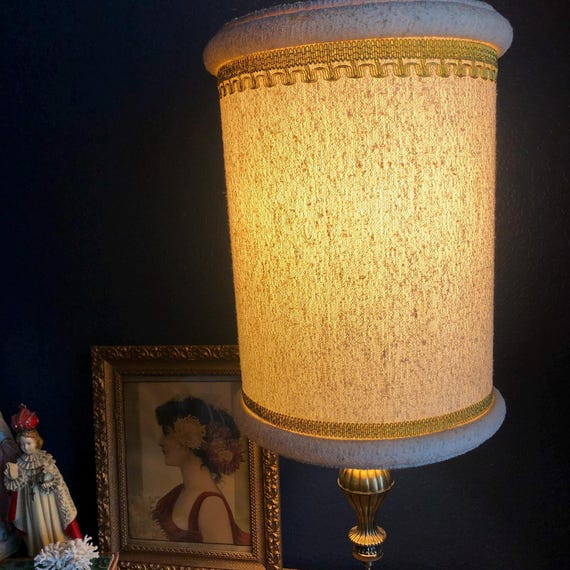 Handing Pendant Lamp Midcentury Pendant Lightining Drum Pendant Light Swag Chain Lamp Pull Chain Textured Lamp Shade Off White Shade Vintage