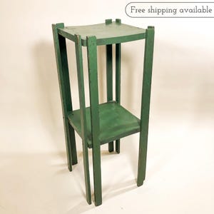 Vintage Green Side Table Painted Plant Stand Vintage Side Table Antique Decor Vintage Wood Plant Stand Wooden Decor Living Room Table Decor