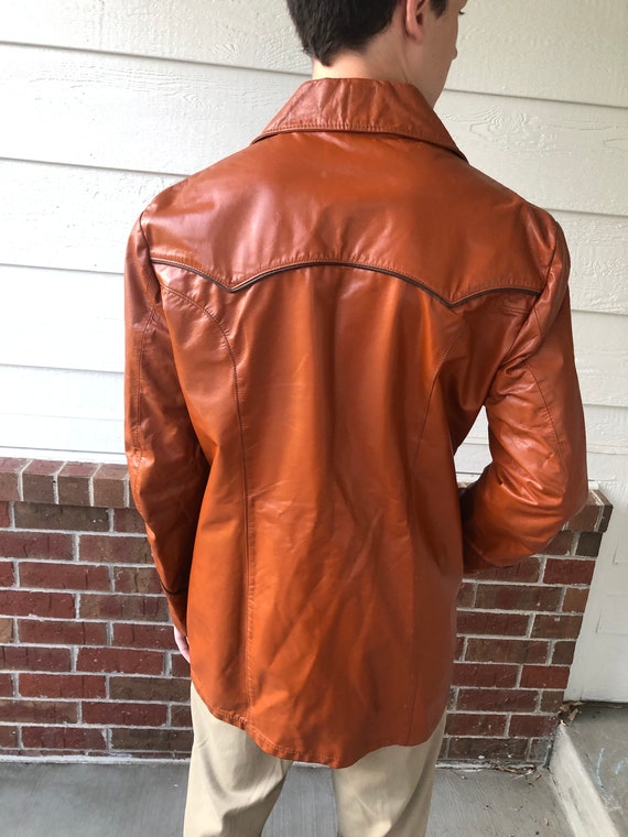 Rare Vintage 1970s Joo Kay Burnt Orange Men's Nat… - image 5