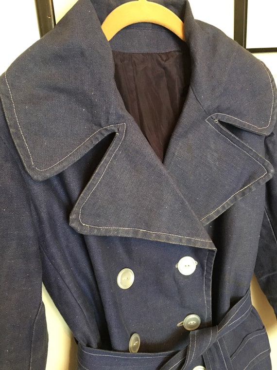 Vintage Blue Chore Jacket, Long Industrial Jacket… - image 10