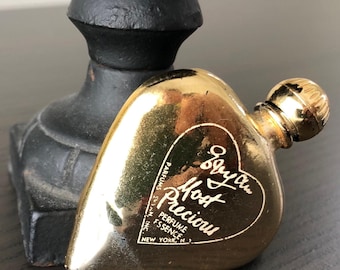 Vintage Evyan HeartShaped Perfume Bottle  Vintage Vanity Luxury Golden Emblem Elegant Collector's Item