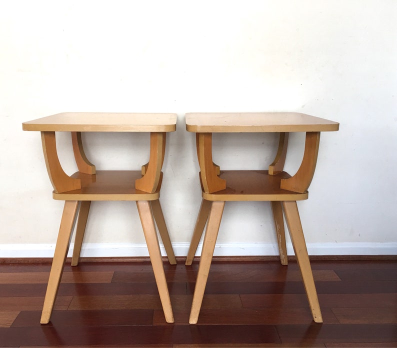 Mid Century Modern Shawnee Side Tables Atomic Side End Etsy