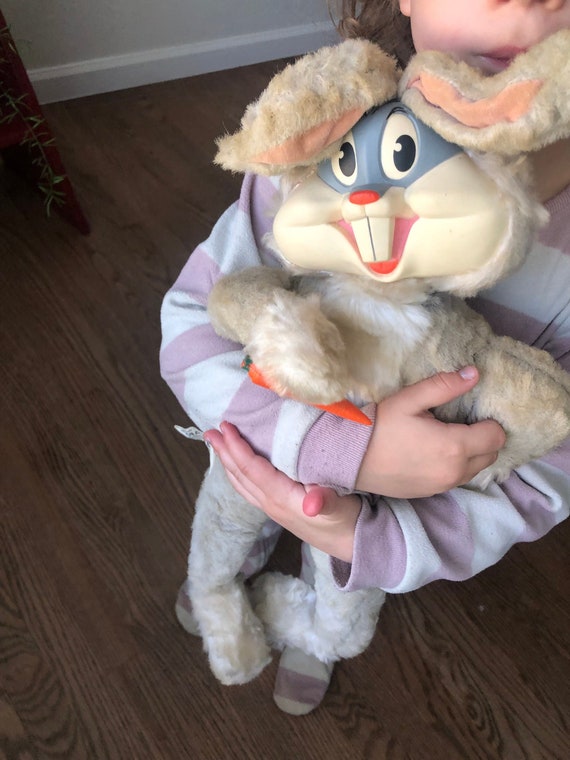 Vintage 1964 Warner Bros Mattel Bugs Bunny Plush Pull String Doesn't Work Looney Tunes Rascally Rabbit Rubber Face Fun