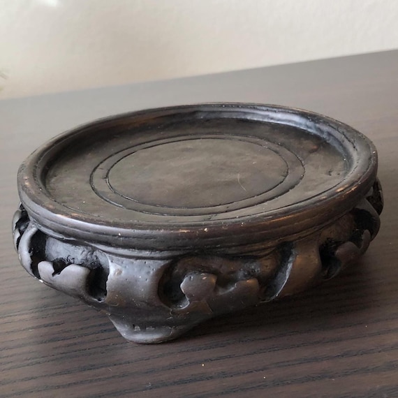 Vintage Asian Ornate Hand Carved Display Stand Asian Design Wood Stand for Plant Collectable 1970s Seventies Riser