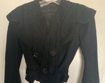Vintage Edwardian Wool Jacket- 1900s Black