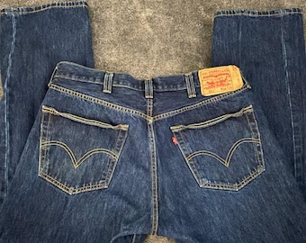 Vintage Levi's 501 Jeans: Dark Blue Denim, Button Fly (38x30)