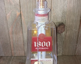 Upcycled 1800 Reposado Tequila Table Top Tiki Torch
