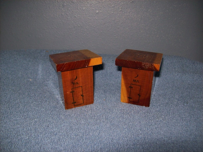 Vintage Wooden Ma & Pa Outhouse Salt n Pepper Shakers image 1