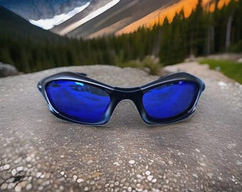 Vintage Style Splice Dark/Silver/Black frame Blue lense Sunglasses Y2K Made in USA