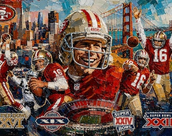 Joe Montana, 49ers, Oil Art Painting, Canvas Print. 36 x 24