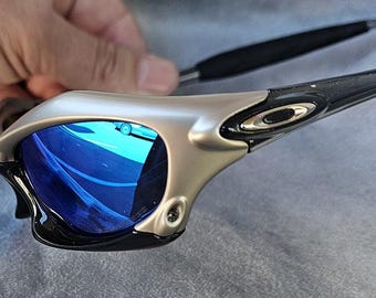 Vintage Style Splice Silver Black/Silver frame Blue lense Sunglasses Y2K Made in USA