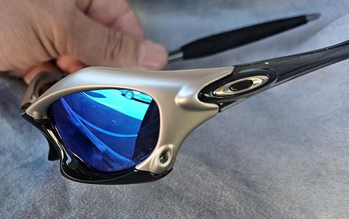 Vintage Style Splice Silver Black/silver Frame Blue Lense