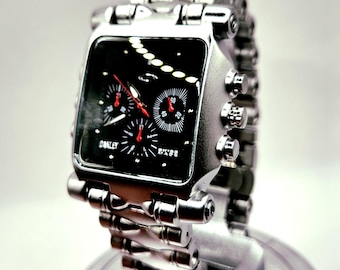 Oakley Inpired Minute Machine Stainless Steel finish, Watch black face, Swiss Made, Y2k.