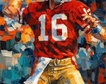 Joe Montana, 49ers, Oil Art Painting, Canvas Print.