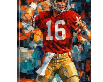 Joe Montana, 49ers, Oil Art Painting, Canvas Print. 36 x 24