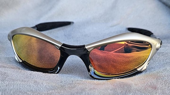 Vintage Splice Gray Metal/black Frame, Fire Lense Sunglasses Y2K