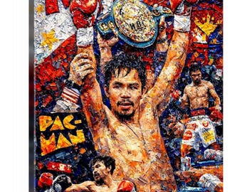 Boxing Icon Manny Pacquiao Tribute Painting Portrait Artwork, CANVAS PRINT