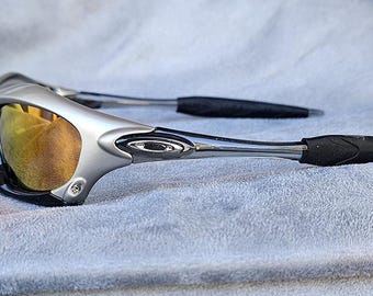 Vintage Splice Gray Metal/Black frame, Fire Lense Sunglasses Y2K Made USA