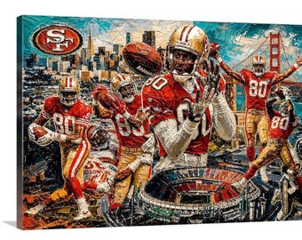 Jerry Rice San Francisco 49ers NFL Football Art Original Oil Painting 36" x 24"