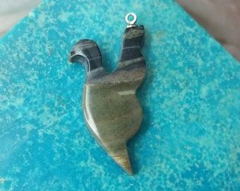 Medium Small Green Picasso Marble Swan Cabochon/ backed/ with eyehook