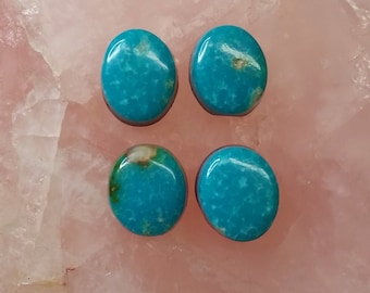 Blue Sonora Turquoise Oval Cabochon Set of 4/ backed