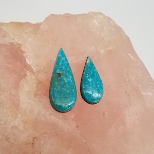 Blue Green Sonora Turquoise Medium and Small Teardrop Cabochons/ backed