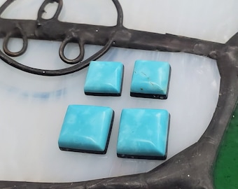 Light Blue Green Kingman Turquoise Small Square Cabochons/ set of 4 / backed