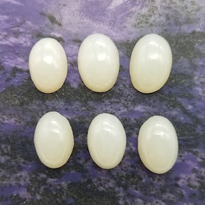 Natural White Chalcedony Dome Oval Cabochons/ set of 6